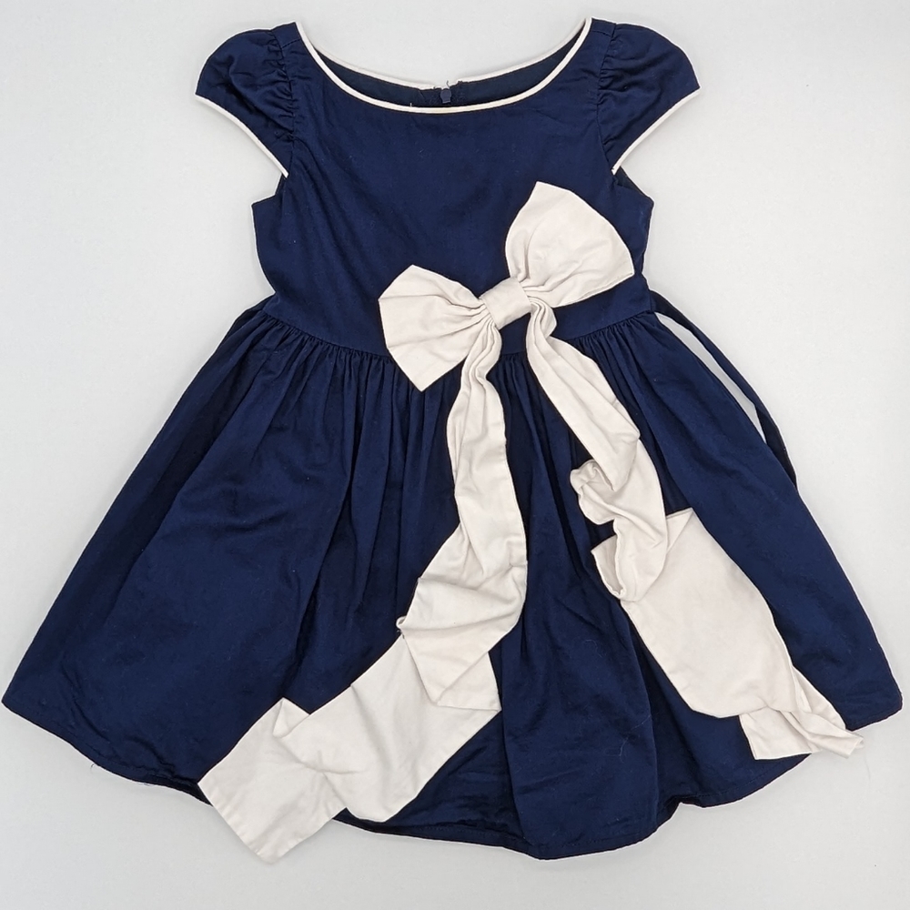 Biscotti Girls Navy Dress with White Bow. Size 2T